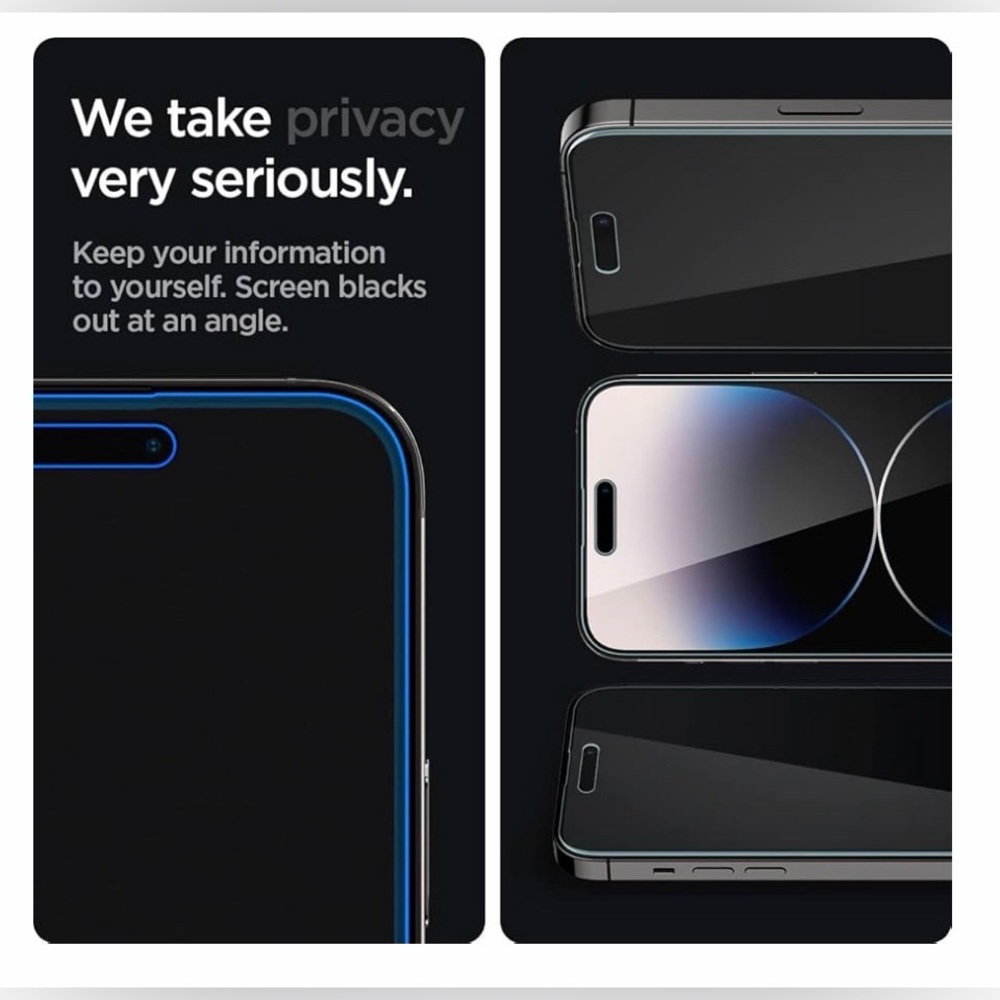 NWT SPIGEN TEMPERED GLASS PRIVACY SCREEN PROTECTORS - FOR iPHONE 14 PRO - 2 PACK - Picture 4 of 16